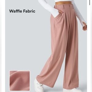 NWT HALARA Flex High Waisted Pocket Wide Leg Waffle Work Pants, Sz M